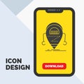 Android, beta, droid, robot, Technology Glyph Icon in Mobile for Download Page. Yellow Background