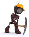 Android builder with a pick axe Royalty Free Stock Photo