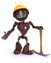 Android builder with a pick axe Royalty Free Stock Photo