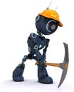 Android builder with a pick axe Royalty Free Stock Photo