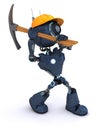 Android builder with a pick axe Royalty Free Stock Photo
