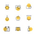 android , camera , battery , bell , apple , board , celender , l