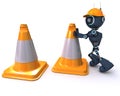 Android with caution cones Royalty Free Stock Photo