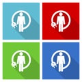 Android charging wire, humanoid robot icon set, flat design vector illustration in eps 10 for webdesign and mobile applications in