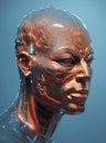 Android copper robot head. Background for design projects.