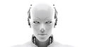 Android head close up with humanoid features. Futuristic robot face. AIG35.