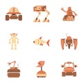 Android icons set, cartoon style