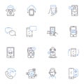 Android line icons collection. Jellybean, Oreo, Marshmallow, KitKat, Lollipop, Nougat, Pixel vector and linear