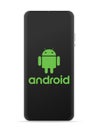 Android logo icon on smartphone screen
