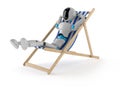 Android lying on deck chair