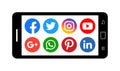 Android mobile phone icon with social media icons