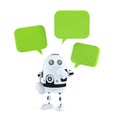 Android robot with chat bubbles.