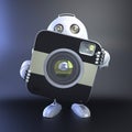 Android Robot with compact digital camera. 3D Illustration