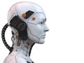 Android robot cyborg woman humanoid side view - 3d rendering