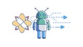 Android robot with data flow, information processing, AI, vector design Generative AI Royalty Free Stock Photo