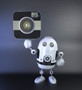 Android robot with DSLR squred amera Royalty Free Stock Photo
