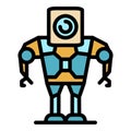 Android robot icon color outline vector Royalty Free Stock Photo