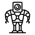 Android robot icon, outline style Royalty Free Stock Photo