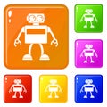 Android robot icons set vector color Royalty Free Stock Photo