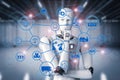 Android robot with industrial network Royalty Free Stock Photo