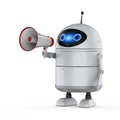 Android robot with megaphone