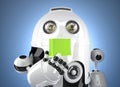 Android robot with shopping bag. Contains clipping path Royalty Free Stock Photo