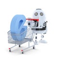 Android Robot with shopping cart. E-commerce concept Royalty Free Stock Photo