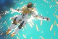 android robot in space. Alien cyborg. Neural network AI generated