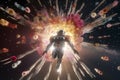 android robot in space. Alien cyborg. Neural network AI generated