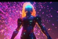 android robot in space. Alien cyborg. Neural network AI generated