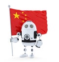 Android Robot standing with flag of China