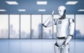 Android robot thinking Royalty Free Stock Photo