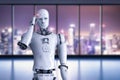 Android robot thinking Royalty Free Stock Photo