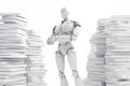 Android robot for working with archive documents. Neural network AI generated Royalty Free Stock Photo