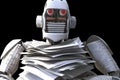 Android robot for working with archive documents. Neural network AI generated Royalty Free Stock Photo
