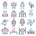 Android robots set isolated on white. Machines collection