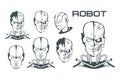 Android set. Robotic face. Robot logo for design. Robotics.