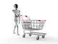 Android with shopping cart