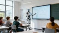 Android Teacher Robot Instructing Students Classroom Education Royalty Free Stock Photo