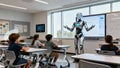 Android Teacher Robot Instructing Students Classroom Education Royalty Free Stock Photo