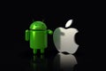 Android vs Apple iOS - 3D logo characters, side by side