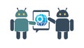 Androids with Tablet, Collaborative Tech Learning, vector design Generative AI Royalty Free Stock Photo