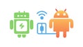 Androids with Wifi and Charging, Connected Devices, vector design Generative AI Royalty Free Stock Photo