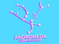 Andromeda constellation 3d symbol. Constellation icon in isometric style on blue background. Cluster of stars and galaxies. Vector