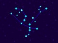 Andromeda constellation in pixel art style. 8-bit stars in the night sky in retro video game style. Cluster of stars and galaxies