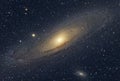 The Andromeda Galaxy, also known as Messier 31 and the satellite galaxies M32 and M110 Royalty Free Stock Photo