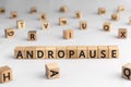 Andropause - word from wooden blocks with letters