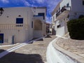 Andros, Greece-May 1, 2016. The central road from the sea to the