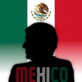 AndrÃÂ©s Manuel LÃÂ³pez Obrador, President of Mexico, silhouette portrait on the Mexican flag