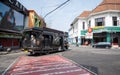 Bandung Tour Bus (Bandros) on Braga street, West Java, Indonesia. Royalty Free Stock Photo